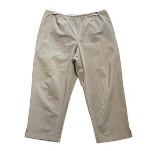 Eileen Fisher Woman Organic Cotton Plus Size 2X Tan Plain Front Cropped Pants